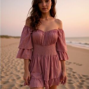 Forever 21 Mauve Off-Shoulder Mini Dress